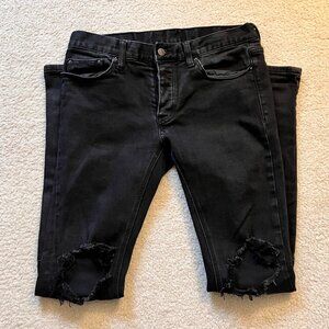 MNML black distressed stretch skinny jeans